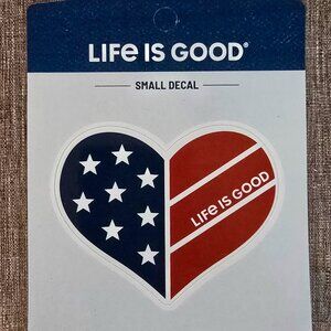 Life is Good Retro Heart Sticker Red White and Blue
